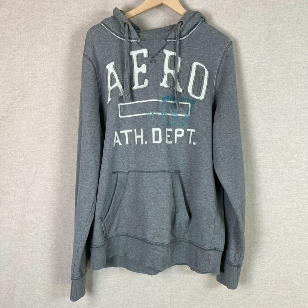 Aeropostale‎ Mens Y2K Hoodie Sweatshirt Size L Spell Out Logo Grunge Preppy